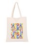 Small Shopper Bag Colorful Letter Pattern Double Handle For Shopping