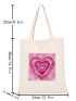 Small Shopper Bag Heart Pattern Double Handle For Shopping