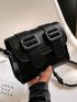 Mini Messenger Bag Buckle Decor PU Flap For Daily Life
