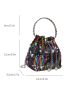 Mini Bucket Bag Sequin & Faux Pearl Decor Glamorous For Party