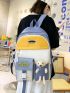 4pcs Bag Set Classic Backpack Shoulder Clutch Bucket Bag Bear Decor With Bag Charm Preppy For School