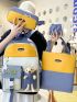 4pcs Bag Set Classic Backpack Shoulder Clutch Bucket Bag Bear Decor With Bag Charm Preppy For School