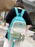 4pcs Bag Set Classic Backpack Shoulder Clutch Bucket Bag Bear & Release Buckle Decor Preppy For School