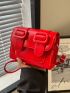 Mini Messenger Bag Buckle Decor PU Neon Red Funky For Daily Life