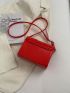 Mini Messenger Bag Buckle Decor PU Neon Red Funky For Daily Life