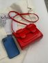 Mini Messenger Bag Buckle Decor PU Neon Red Funky For Daily Life