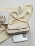 Flap Baguette Bag PU White For Daily Life