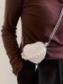 Mini Novelty Bag Heart Design Faux Pearl Decor PU For Daily Life
