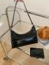 Crocodile Embossed Bag Set Baguette Bag Small Wallet PU Elegant For Daily Life
