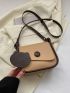 Mini Square Bag Button Decor Flap PU With Bag Charm For Daily Life