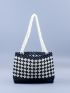 Two Tone Shoulder Bag Beaded For Daily Life
