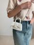 Mini Square Bag Fashionable Litchi Embossed Flap Top Handle Flap Chain PU