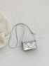 Mini Messenger Bag Buckle Decor Metallic Funky PU For Daily Life