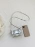 Mini Messenger Bag Buckle Decor Metallic Funky PU For Daily Life