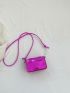 Mini Messenger Bag Buckle Decor Metallic PU Funky