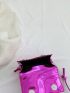 Mini Messenger Bag Buckle Decor Neon Purple PU