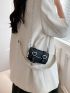 Crocodile Embossed Square Bag Faux Pearl Beaded Mini