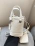 Mini Bucket Bag Litchi Embossed Double Handle Chain Decor With Purse PU Fashionable For Daily Life