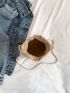 Flower Decor Straw Bag Mini For Beach Vacation Travel