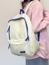Letter Embroidered Classic Backpack Preppy For School