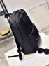 Solid Color Functional Backpack With Adjustable Strap