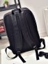Solid Color Functional Backpack With Adjustable Strap