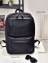 Solid Color Functional Backpack With Adjustable Strap