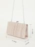 Pleated Embossed Square Bag Kiss Lock Design Chain Strap
