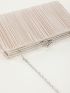 Pleated Embossed Square Bag Kiss Lock Design Chain Strap