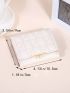 White Small Wallet Stitch Detail Faux Pearl Decor Trifold PU