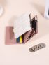 White Small Wallet Stitch Detail Faux Pearl Decor Trifold PU