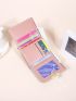 Quilted Small Wallet Faux Pearl Decor Fold Over