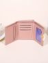 Quilted Small Wallet Faux Pearl Decor Fold Over