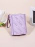 Letter Embroidery Small Wallet Purple Fold Over