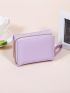 Letter Embroidery Small Wallet Purple Fold Over