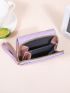 Letter Embroidery Small Wallet Purple Fold Over