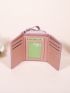 Letter Embroidery Small Wallet Purple Fold Over