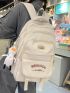 Medium Classic Backpack Letter Graphic With Cartoon Bag Charm