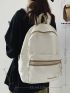 Letter Graphic Classic Backpack With Zipper Casual