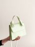 Mini Flap Square Bag Letter Graphic Geometric Embossed