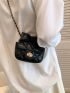Mini Flap Novelty Bag Quilted Pattern Bow Decor Cute