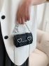 Crocodile Embossed Square Bag Faux Pearl Beaded Mini
