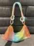 Rhinestone Decor Hobo Bag Glamorous For Party