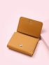 Flower Decor Small Wallet Mustard Yellow Trifold