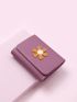 Flower Decor Small Wallet Purple Trifold