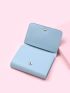 Flower Decor Small Wallet Blue Trifold