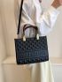 Quilted Square Bag Double Handle Medium White