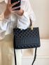 Quilted Square Bag Double Handle Medium White