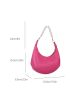 Faux Pearl Beaded Hobo Bag Mini Neon Pink