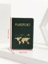 Metallic Letter Graphic Passport Case Crocodile Embossed